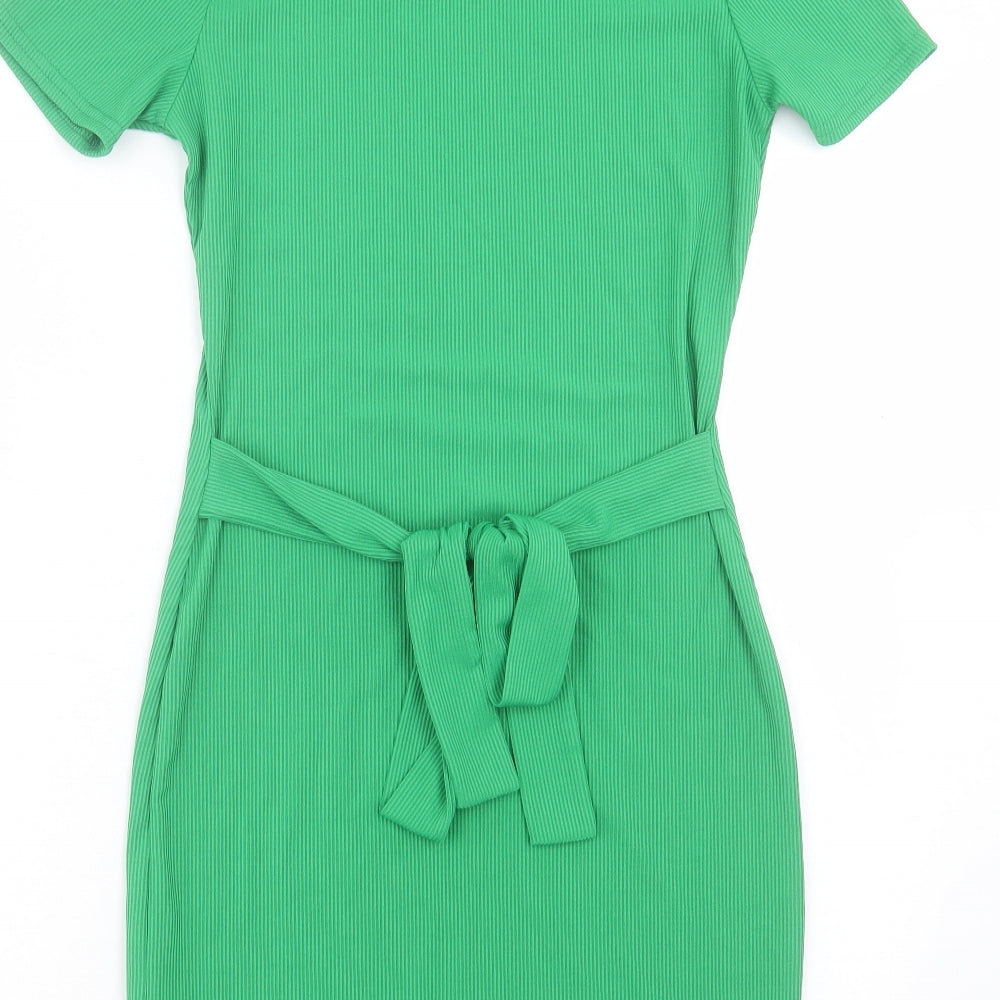 PRETTYLITTLETHING Womens Green Polyester Bodycon Size 12 Crew Neck Pullover