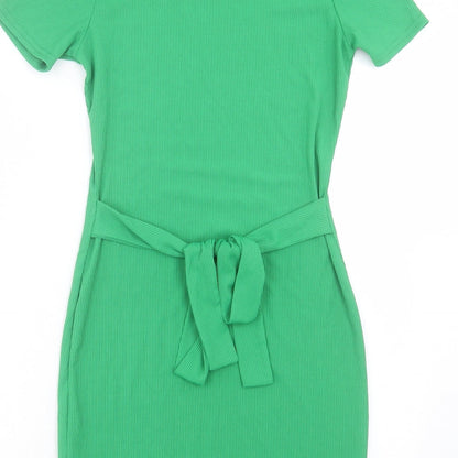 PRETTYLITTLETHING Womens Green Polyester Bodycon Size 12 Crew Neck Pullover