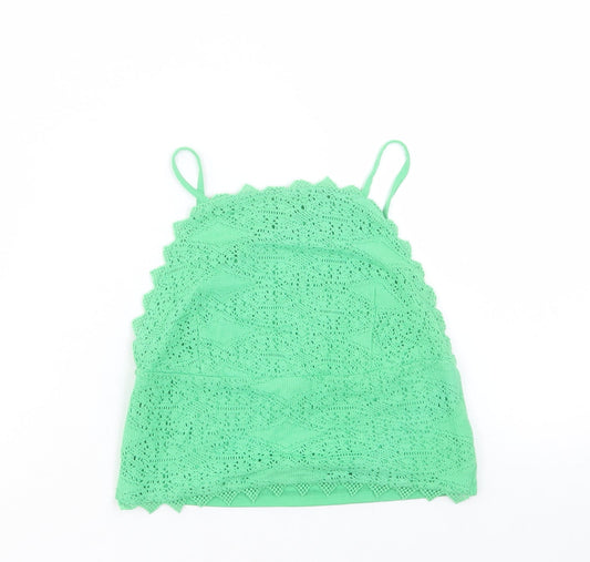 Womens UK Size 8 Topshop Green Cropped Tank