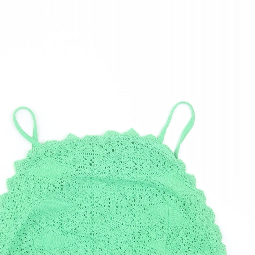 Womens UK Size 8 Topshop Green Cropped Tank