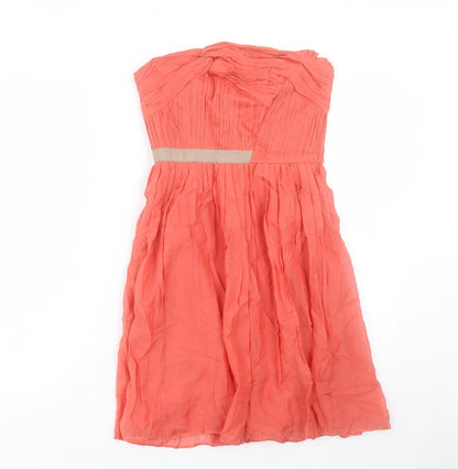 Mango Womens Pink Viscose Fit & Flare Size M Square Neck Zip - Bandeau Dress