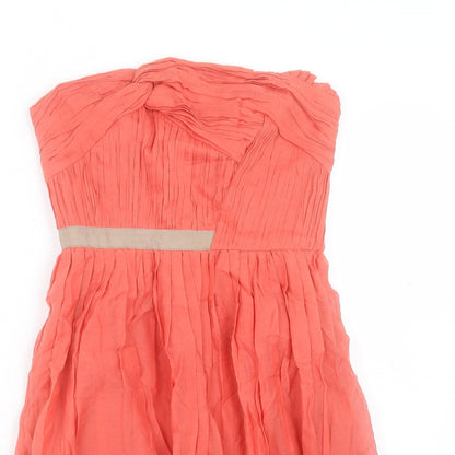 Mango Womens Pink Viscose Fit & Flare Size M Square Neck Zip - Bandeau Dress