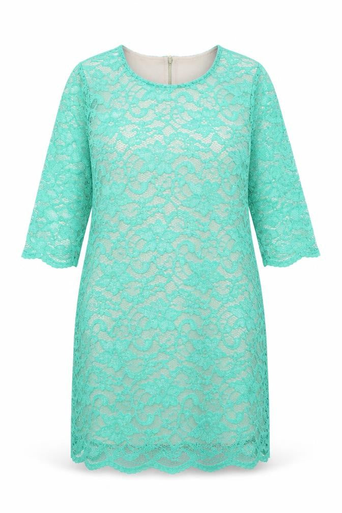 Matalan Womens Green Polyester Shift Size 16 Boat Neck Zip