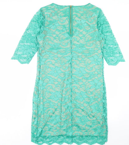 Matalan Womens Green Polyester Shift Size 16 Boat Neck Zip