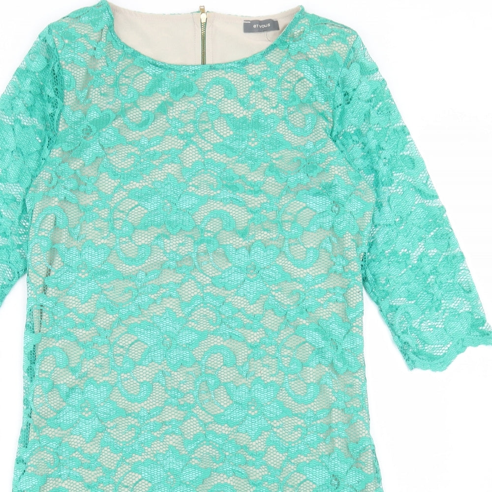 Matalan Womens Green Polyester Shift Size 16 Boat Neck Zip