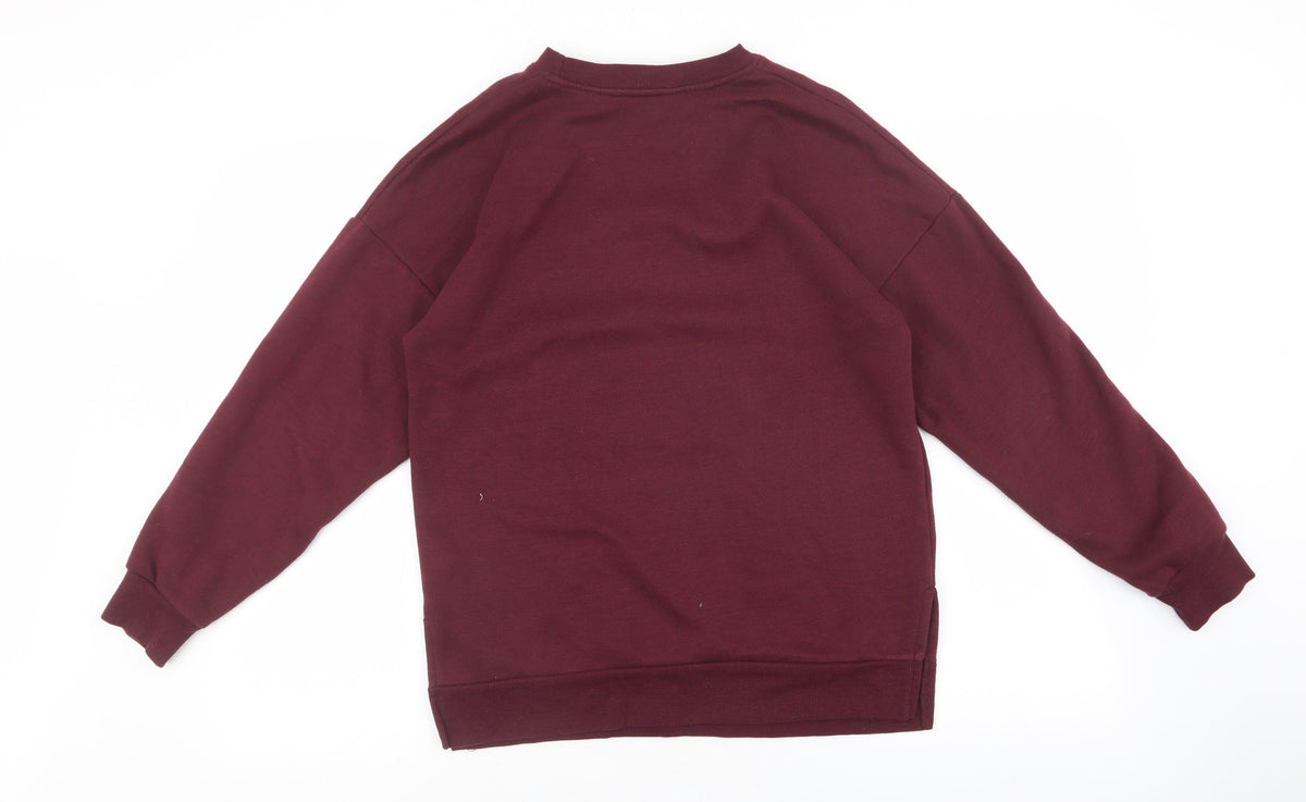New Look Womens Red Cotton Pullover Sweatshirt Size 6