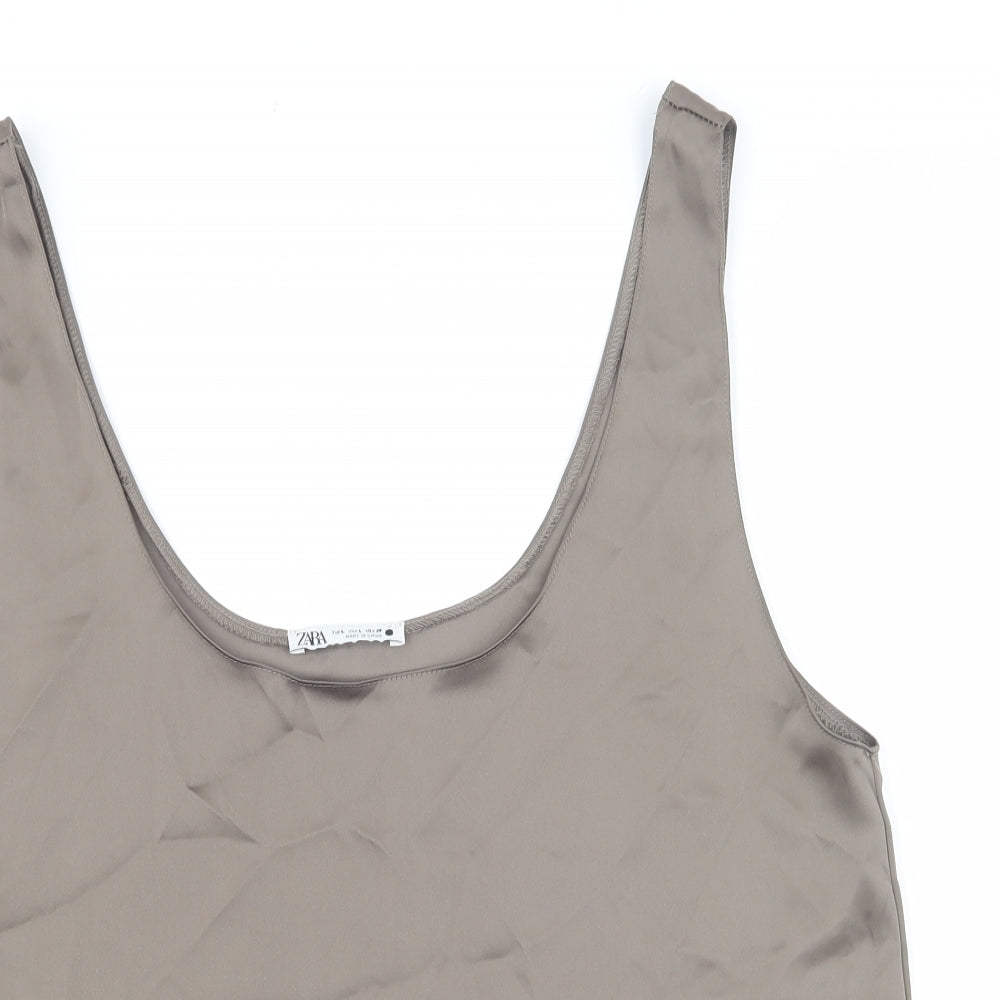 Womens UK Size L Zara Brown Camisole Tank