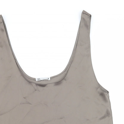 Womens UK Size L Zara Brown Camisole Tank
