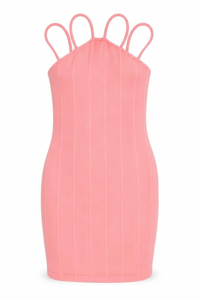 Miss Selfridge Womens Pink Polyester Bodycon Size 10 Halter Pullover - Ribbed