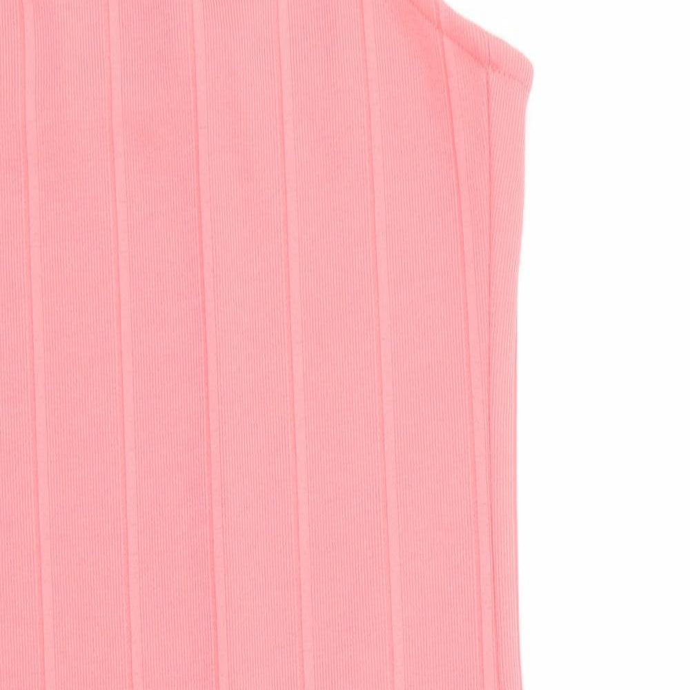 Miss Selfridge Womens Pink Polyester Bodycon Size 10 Halter Pullover - Ribbed