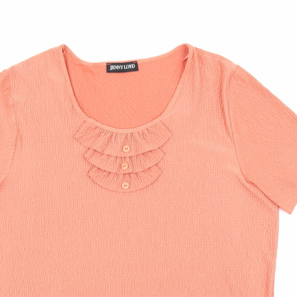 Jenny Lloyd Womens Pink Polyester Basic T-Shirt Size XL Scoop Neck - Textured