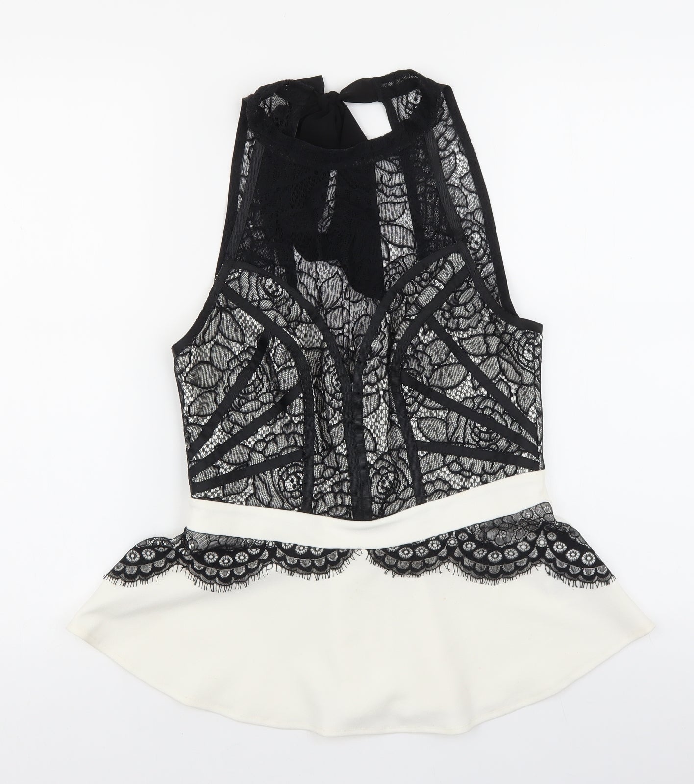 Lipsy Womens Multicoloured Polyester Basic Blouse Size 10 Halter - Lace Detail