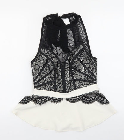 Lipsy Womens Multicoloured Polyester Basic Blouse Size 10 Halter - Lace Detail