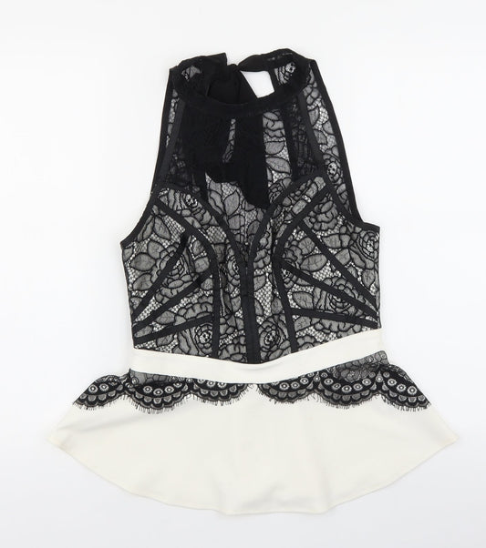 Lipsy Womens Multicoloured Polyester Basic Blouse Size 10 Halter - Lace Detail