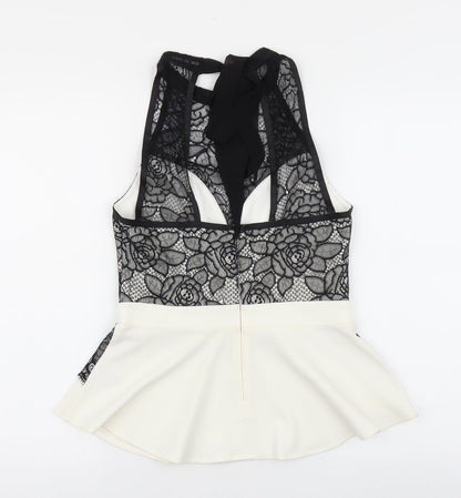 Lipsy Womens Multicoloured Polyester Basic Blouse Size 10 Halter - Lace Detail