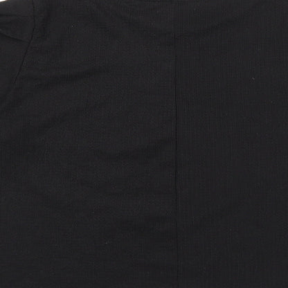 Zara Womens Black Polyester Basic T-Shirt Size L Round Neck - Balloon Sleeves