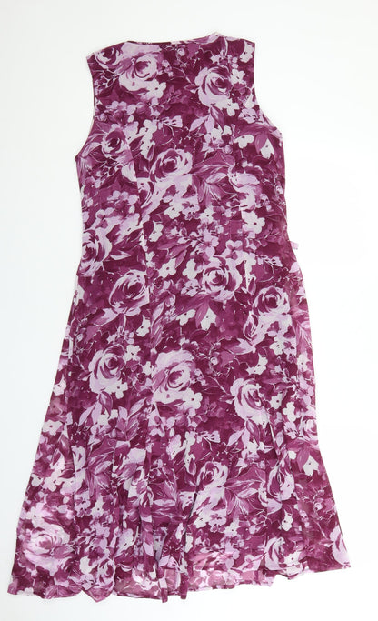 DASH Womens Purple Floral Polyester Maxi Size 12 Scoop Neck Tie