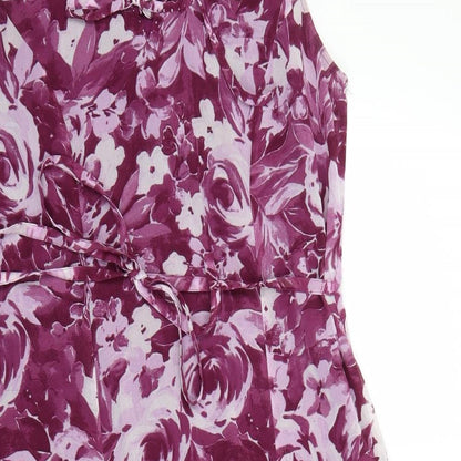 DASH Womens Purple Floral Polyester Maxi Size 12 Scoop Neck Tie
