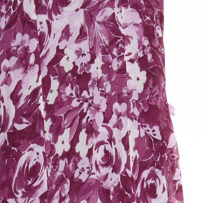 DASH Womens Purple Floral Polyester Maxi Size 12 Scoop Neck Tie