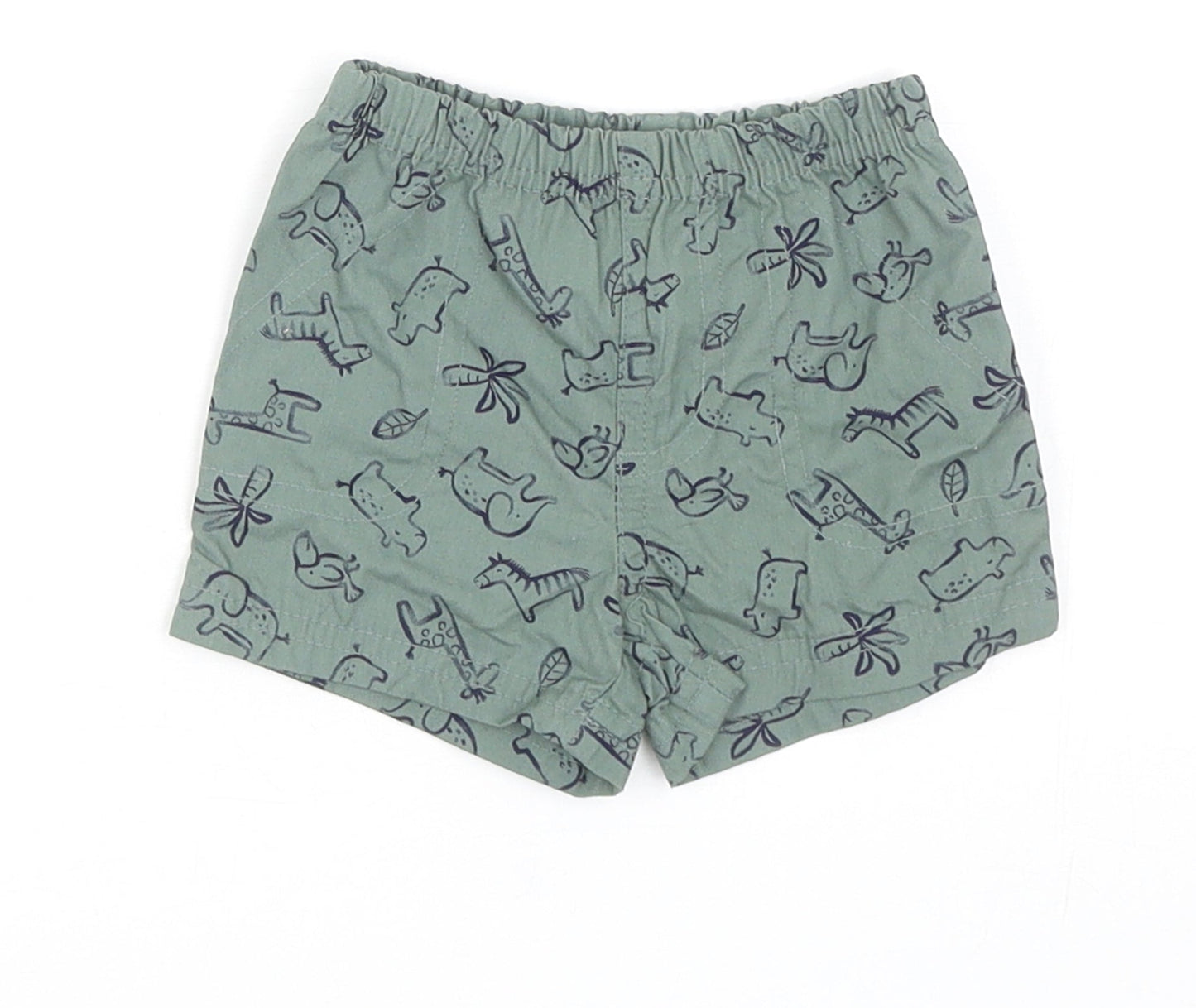 Carters Baby Green Geometric Cotton Cropped Trousers Size 0-3 Months Pullover - Inside Leg: 3 Cm Size 3 Months, Animal Print