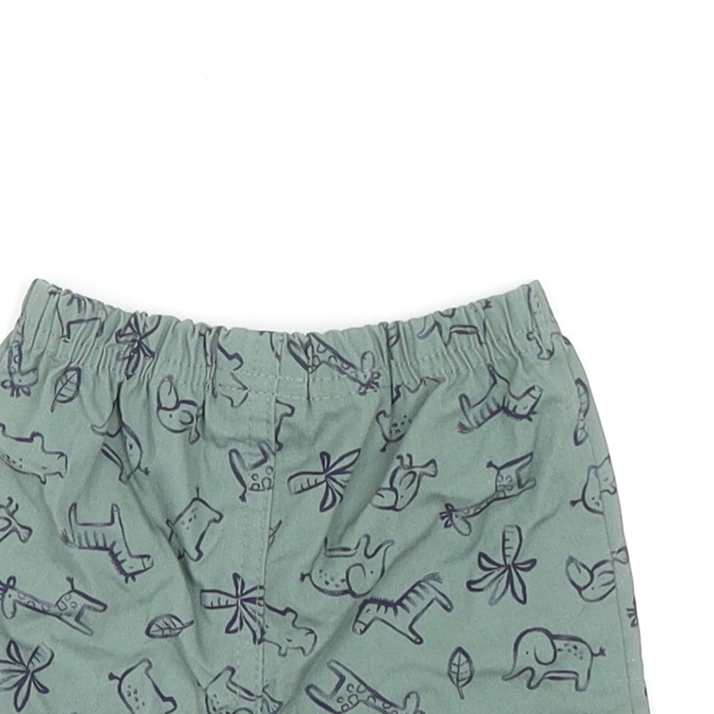 Carters Baby Green Geometric Cotton Cropped Trousers Size 0-3 Months Pullover - Inside Leg: 3 Cm Size 3 Months, Animal Print
