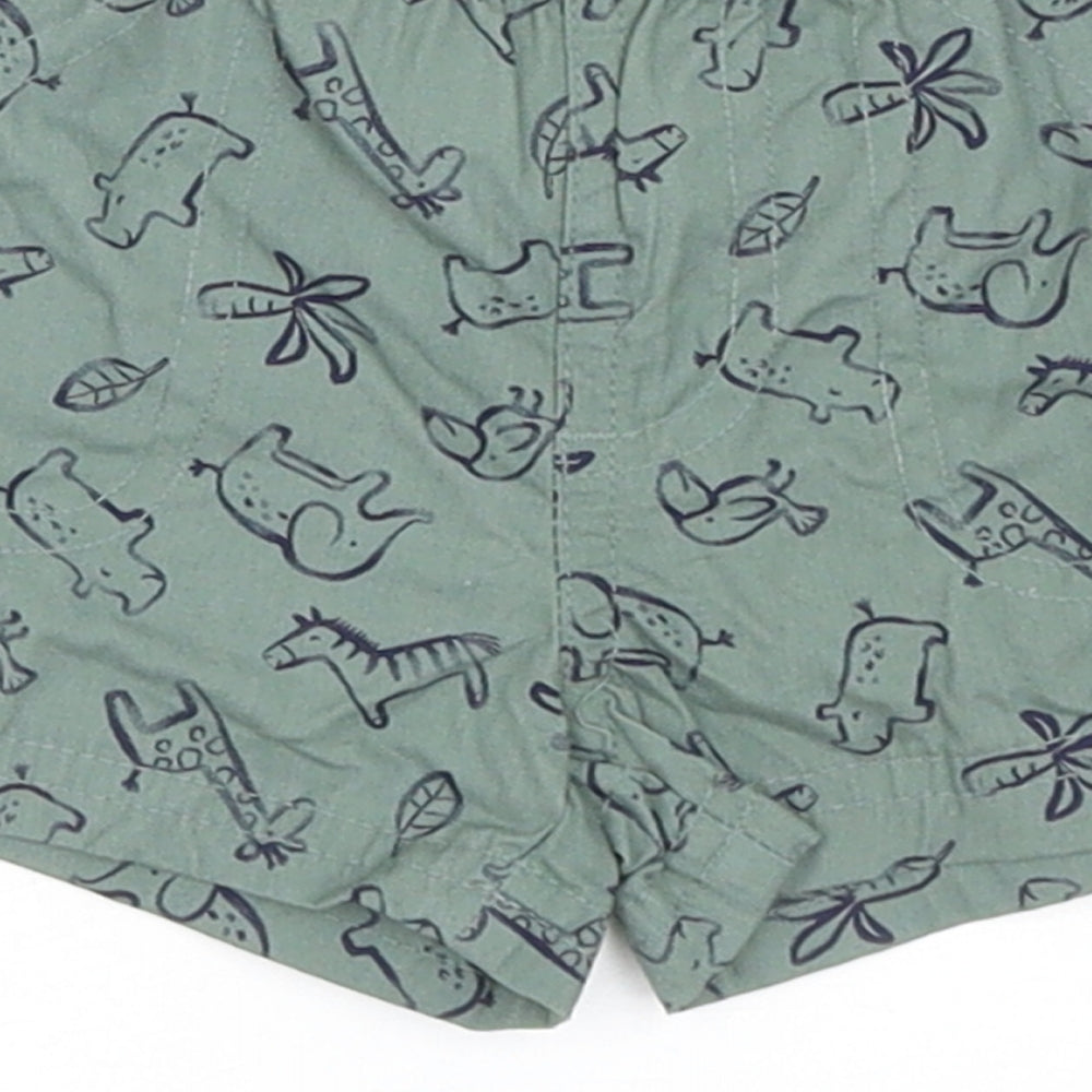 Carters Baby Green Geometric Cotton Cropped Trousers Size 0-3 Months Pullover - Inside Leg: 3 Cm Size 3 Months, Animal Print