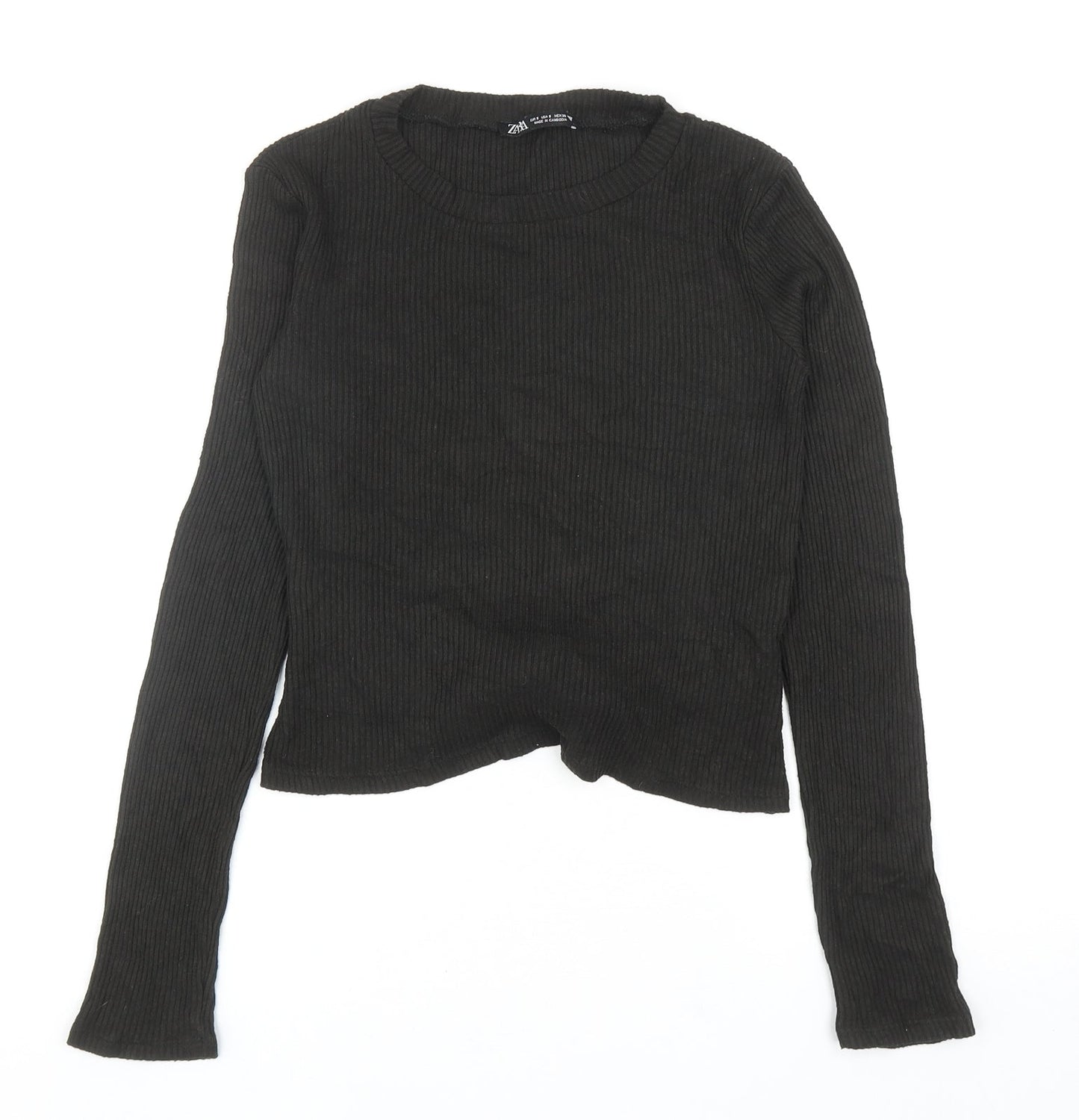 Womens UK Size S Zara Green Basic T-Shirt