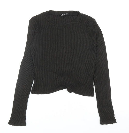 Womens UK Size S Zara Green Basic T-Shirt