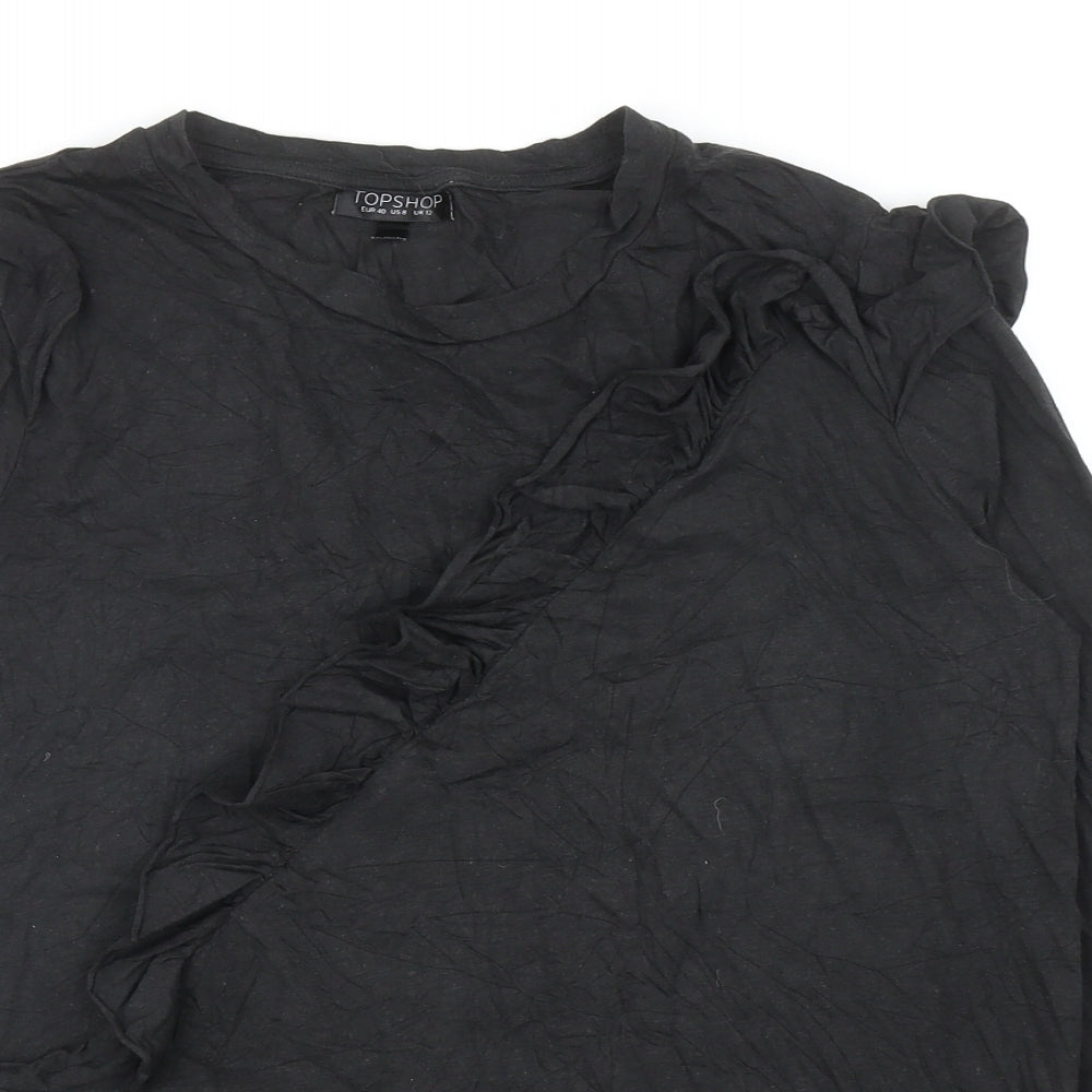 Womens UK Size 12 Topshop Black Basic T-Shirt