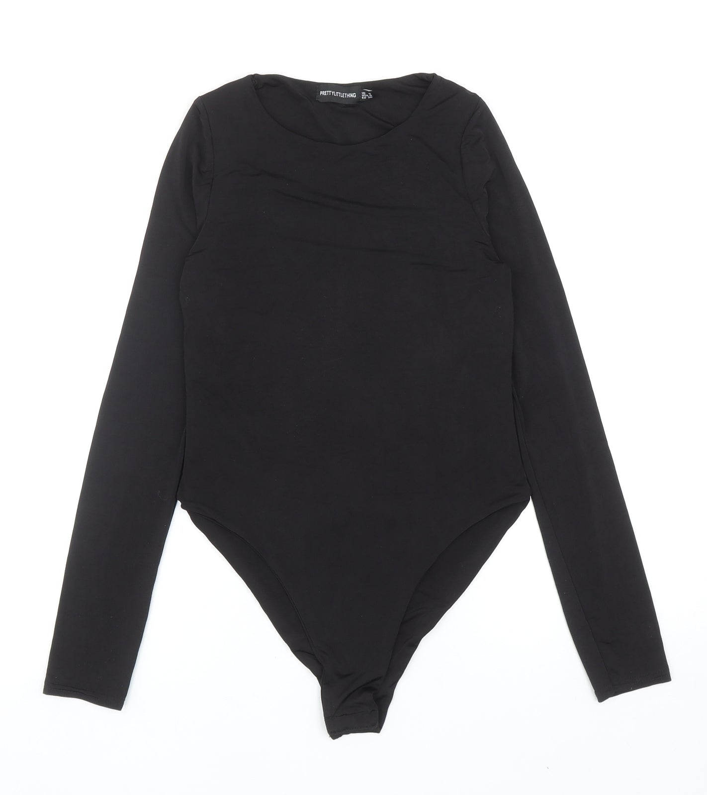 PRETTYLITTLETHING Womens Black Polyester Bodysuit One-Piece Size 8 L11 in Snap