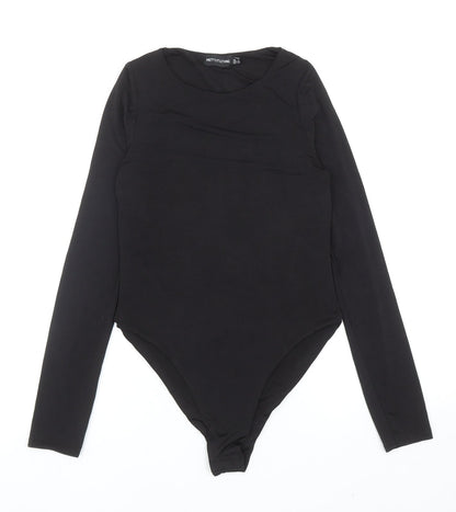 PRETTYLITTLETHING Womens Black Polyester Bodysuit One-Piece Size 8 L11 in Snap