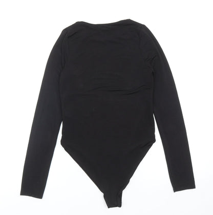 PRETTYLITTLETHING Womens Black Polyester Bodysuit One-Piece Size 8 L11 in Snap