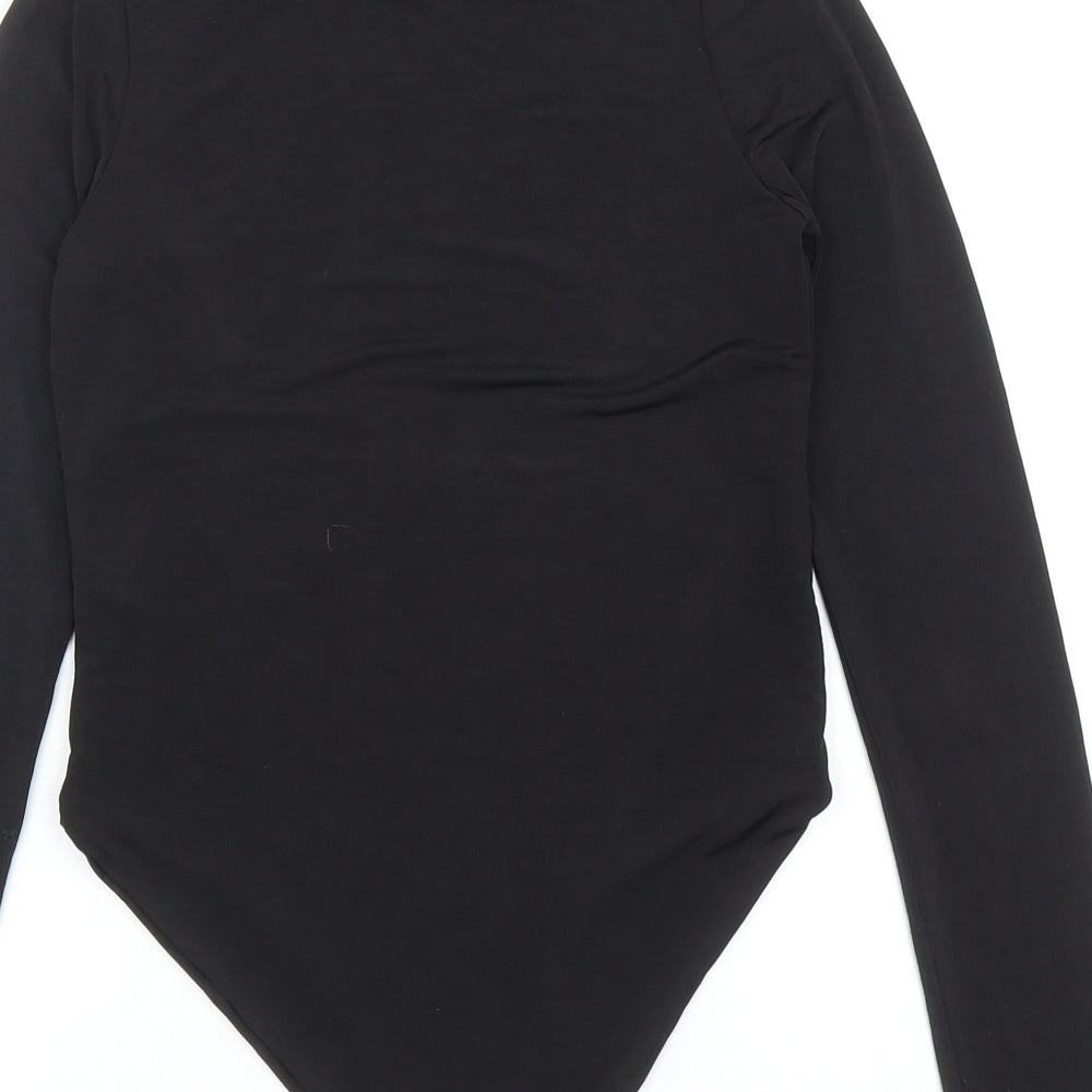 PRETTYLITTLETHING Womens Black Polyester Bodysuit One-Piece Size 8 L11 in Snap