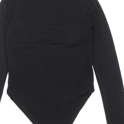 PRETTYLITTLETHING Womens Black Polyester Bodysuit One-Piece Size 8 L11 in Snap