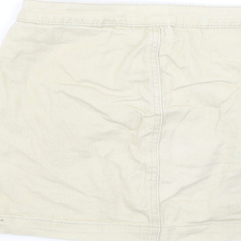 PRETTYLITTLETHING Womens Beige Cotton Mini Skirt Button
