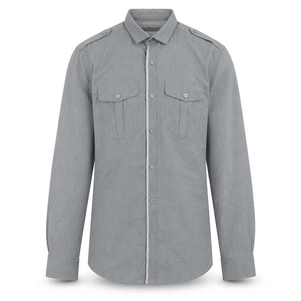 Mens UK Size S River Island Grey  Button-Up Long Sleeve Casual Shirt