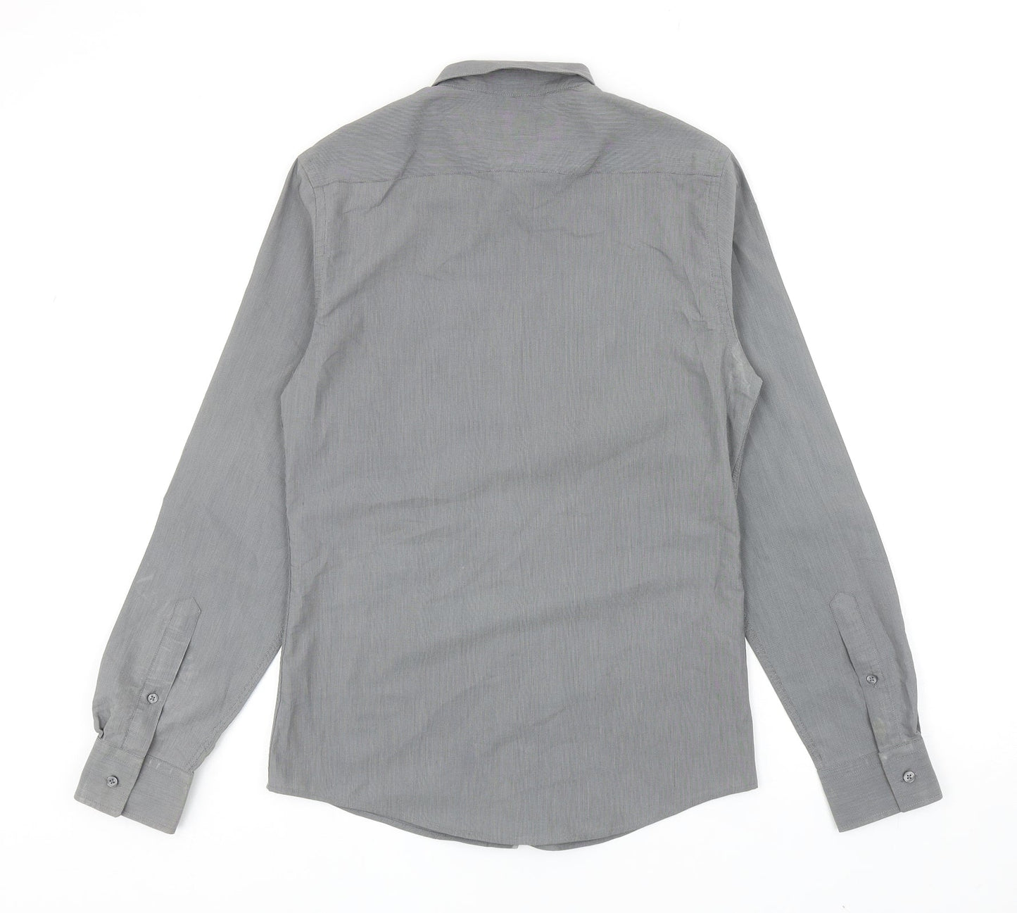 Mens UK Size S River Island Grey  Button-Up Long Sleeve Casual Shirt