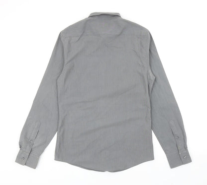 Mens UK Size S River Island Grey  Button-Up Long Sleeve Casual Shirt