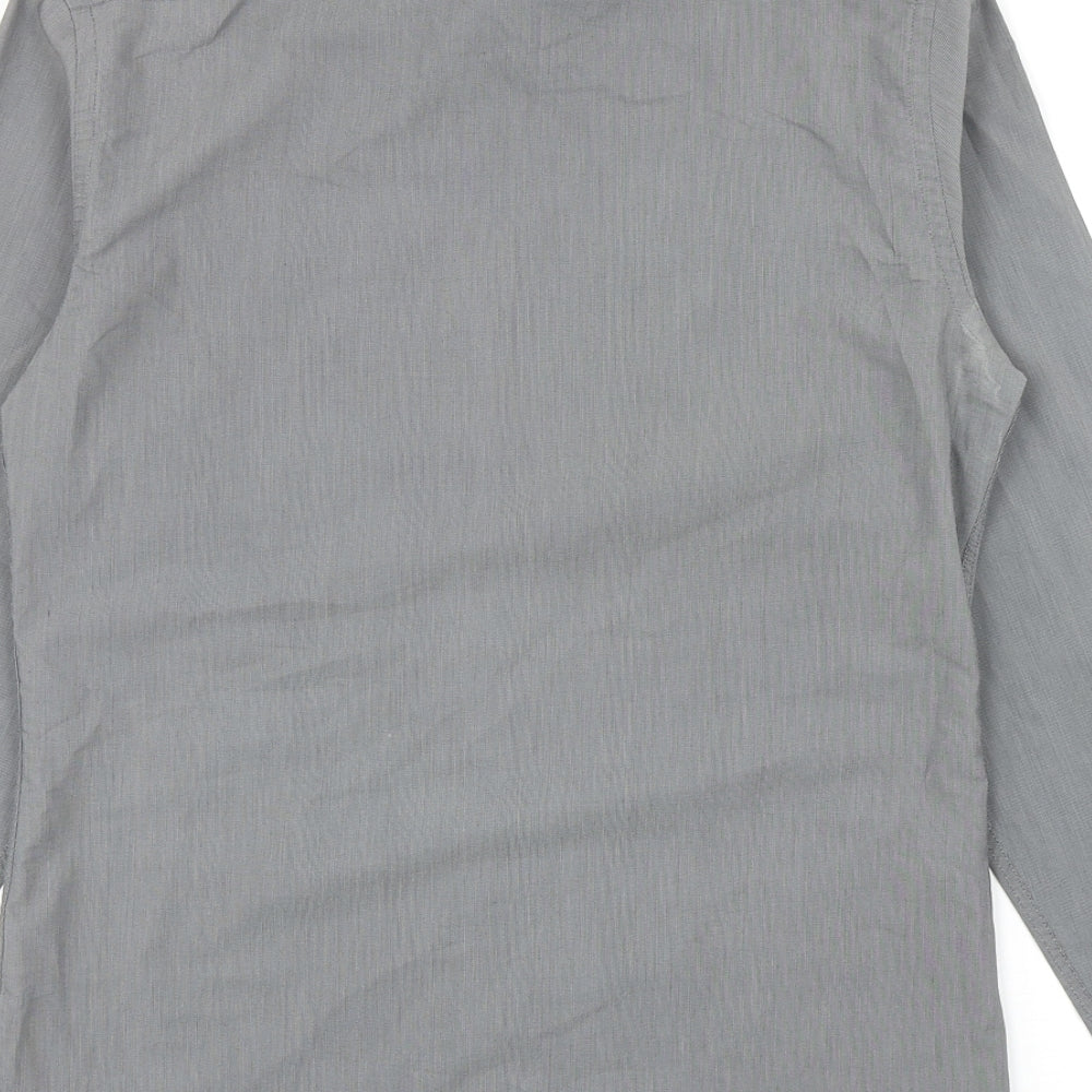 Mens UK Size S River Island Grey  Button-Up Long Sleeve Casual Shirt