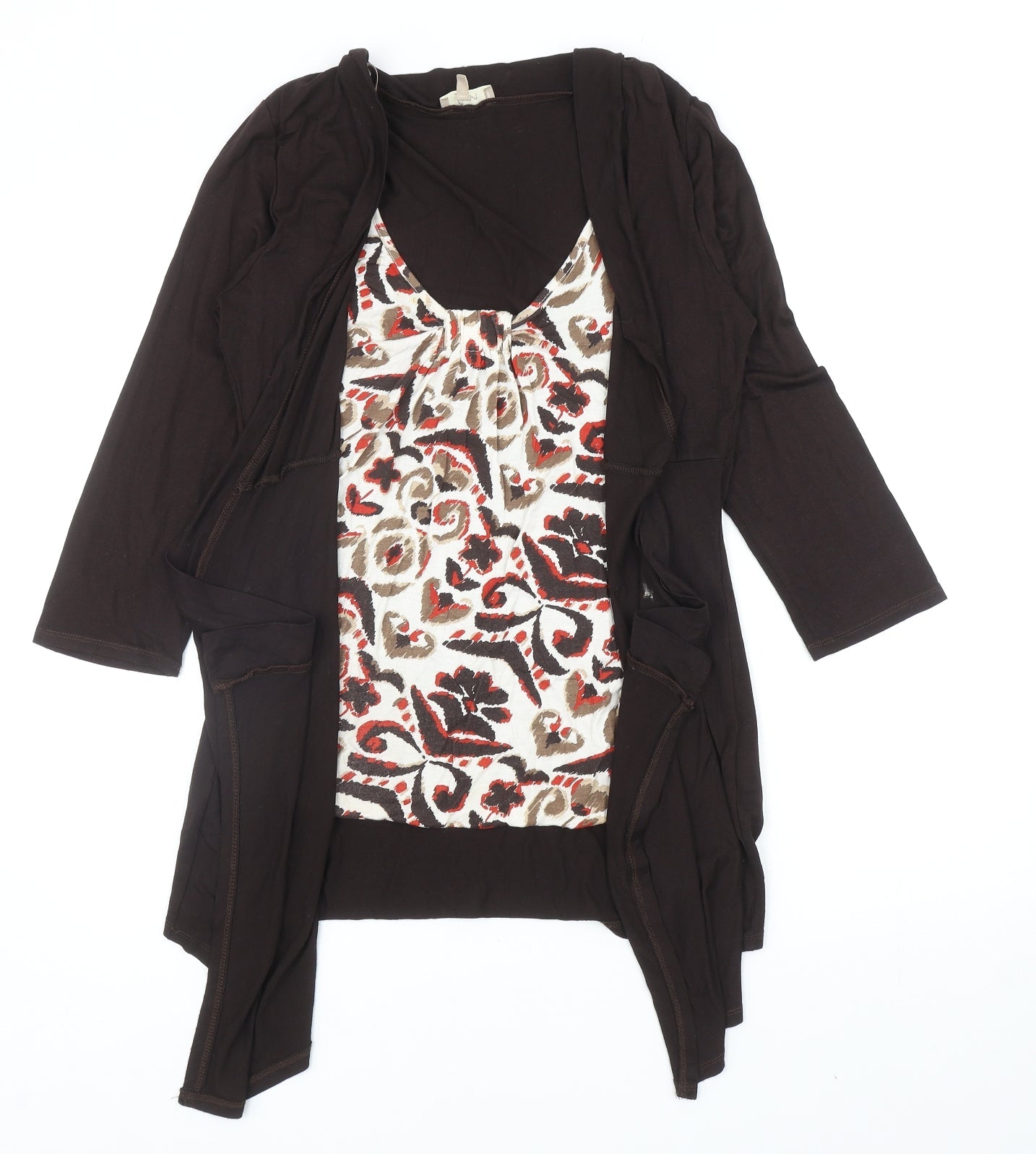 Matalan Womens Multicoloured Animal Print Viscose Basic Blouse Size 12 Scoop Neck