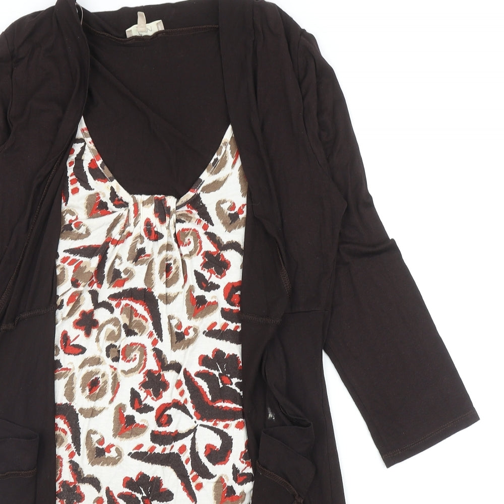 Matalan Womens Multicoloured Animal Print Viscose Basic Blouse Size 12 Scoop Neck