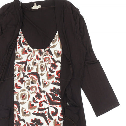 Matalan Womens Multicoloured Animal Print Viscose Basic Blouse Size 12 Scoop Neck