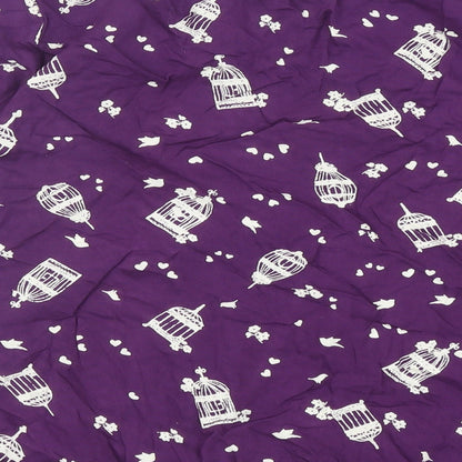 TU Womens Purple Geometric Viscose Basic Blouse Size 12 Boat Neck - Bird Cage Print
