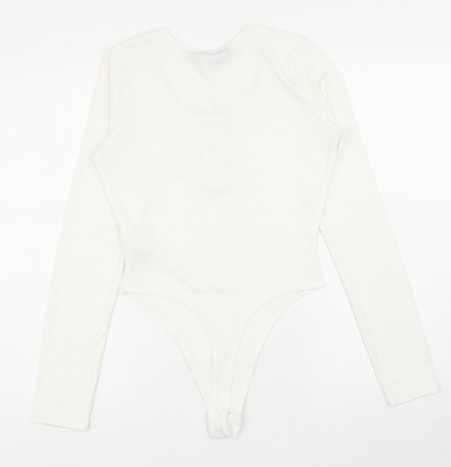 Boohoo Womens White Polyester Bodysuit One-Piece Size 10 L11 in Snap