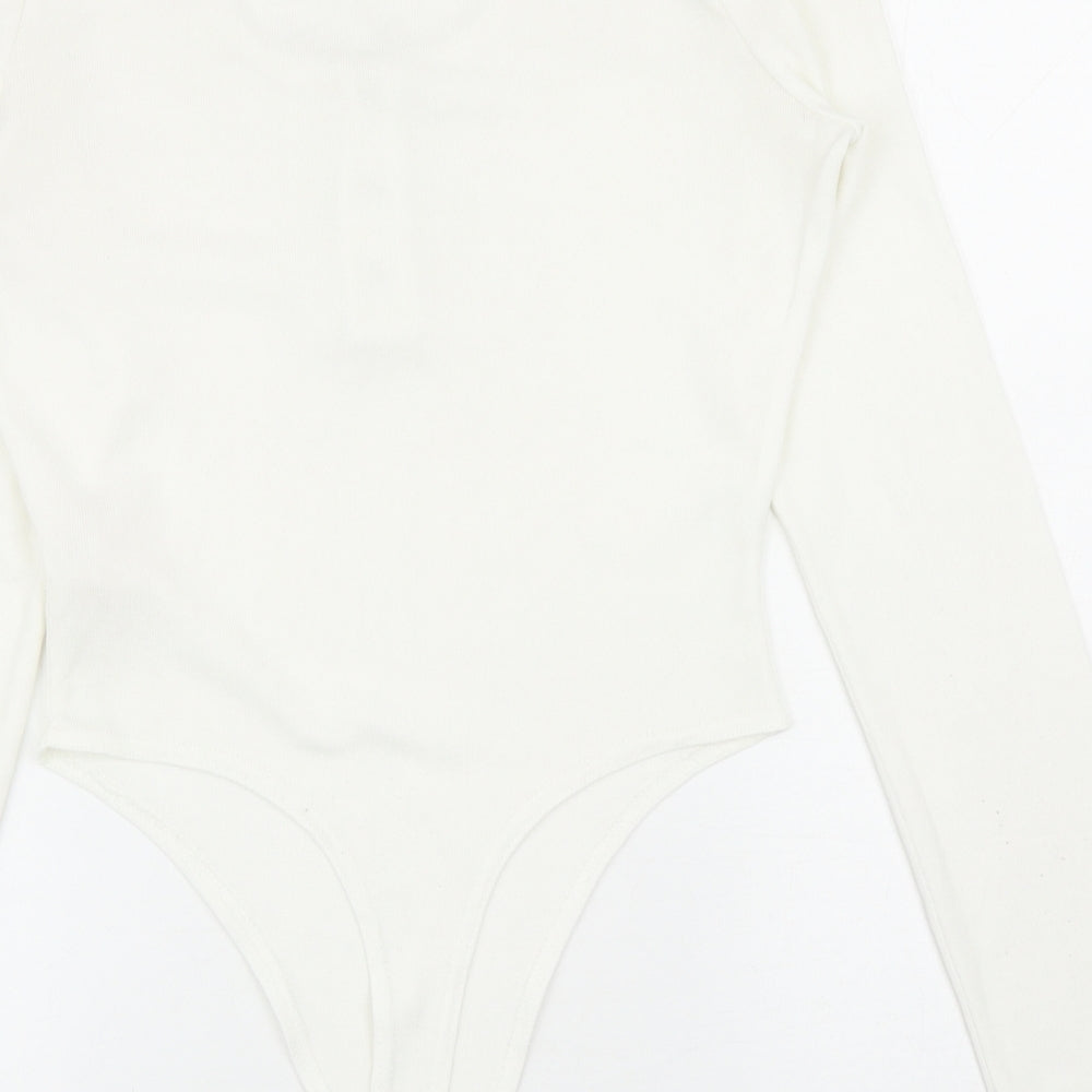 Boohoo Womens White Polyester Bodysuit One-Piece Size 10 L11 in Snap