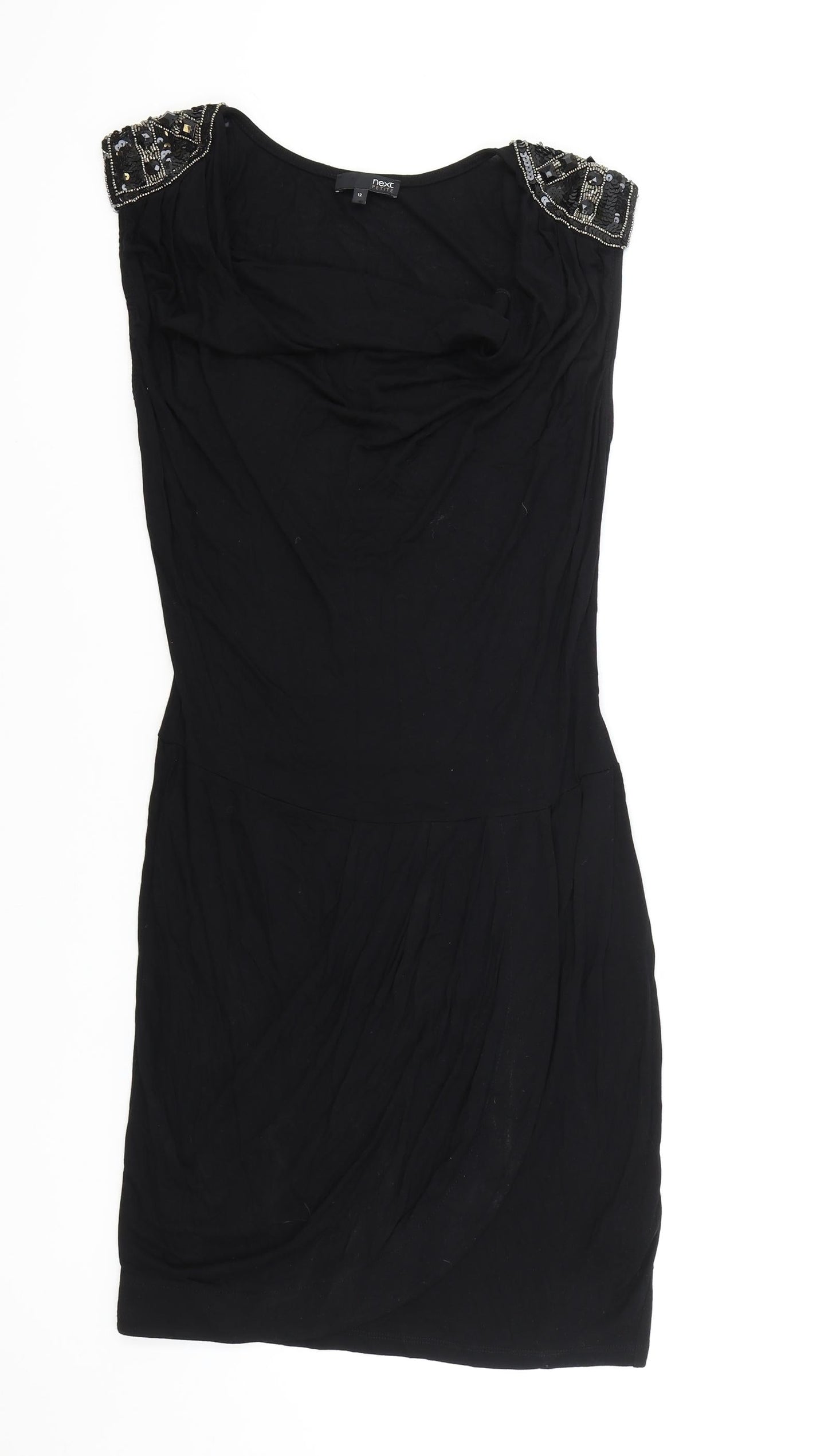 NEXT Womens Black Polyester A-Line Size 12 Cowl Neck Pullover