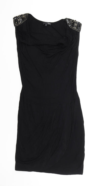 NEXT Womens Black Polyester A-Line Size 12 Cowl Neck Pullover