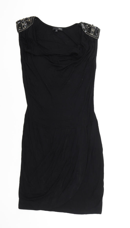 NEXT Womens Black Polyester A-Line Size 12 Cowl Neck Pullover