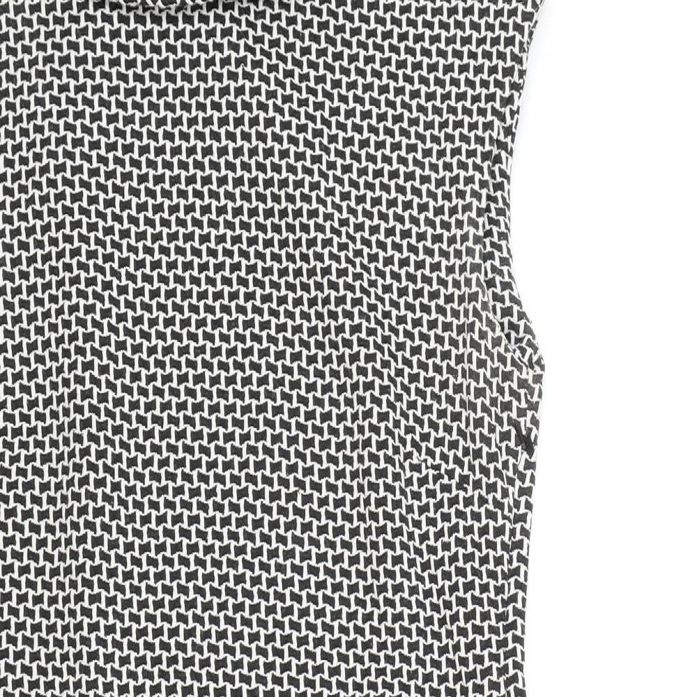Sabrina Diamanti Womens White Geometric Cotton A-Line Size XL Roll Neck Zip