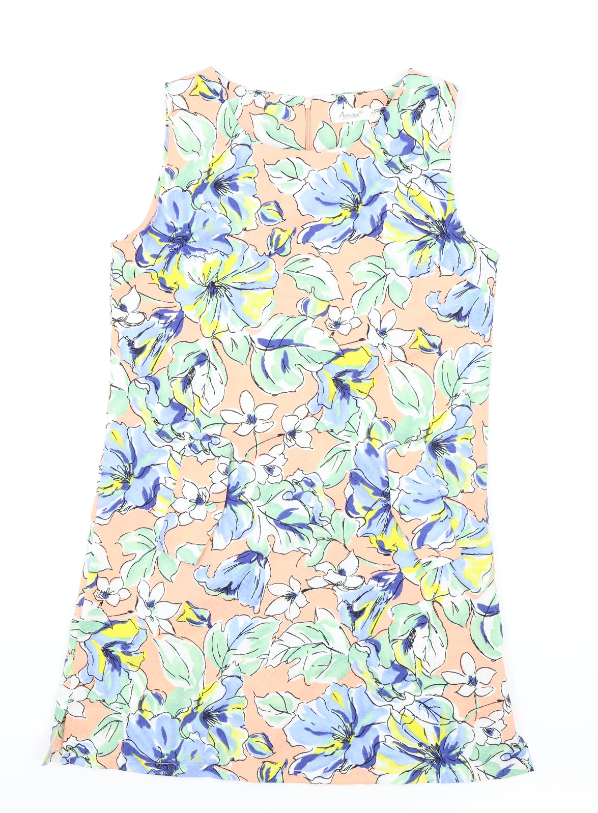 Asura Womens Pink Floral Polyester A-Line One Size Boat Neck Zip